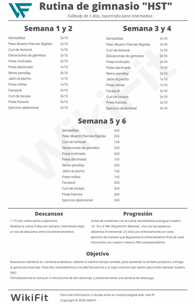 Rutina gimnasio HST de Bryan Haycock