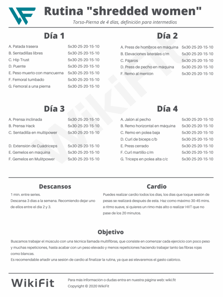 Rutina de entrenamiento para mujer torso-pierna